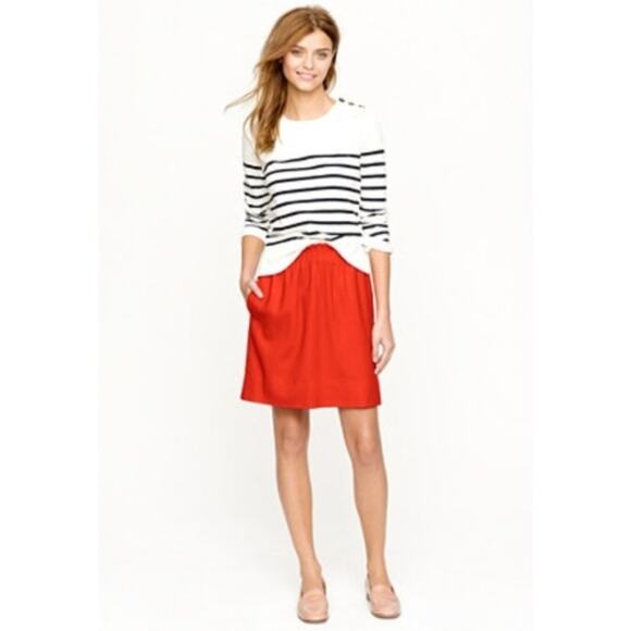 2/$15 J. Crew Wool Blend Sidewalk Skirt Red Pull On Pockets Elastic Waist Size 2 - Picture 2 of 6